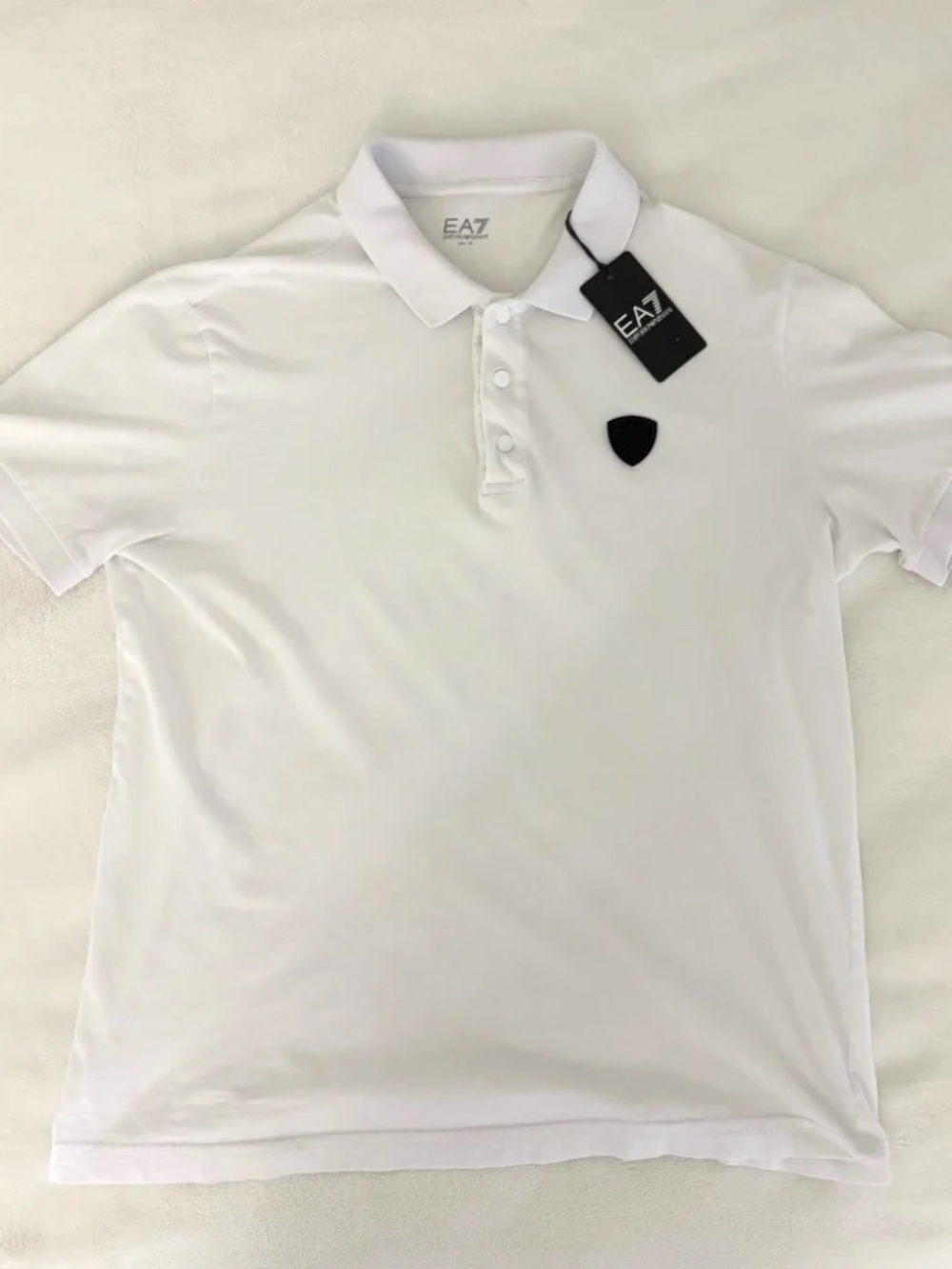 EA7 EMPORIO ARMANI Shield Polo in White (Size: Medium) NEW